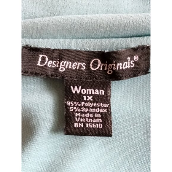 Designers Originals Size 1X Light Blue Layered Short-Sleeve Top With Tie Front - Picture 8 of 8